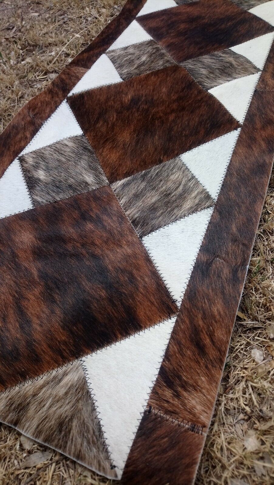 New Cowhide Table Runner Packword Carpet Area Rug Leather Cowhide 8x10