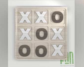 Juego Tic-Tac-Toe / CAD para producto CNC / Producto CNC de madera / Archivo digital