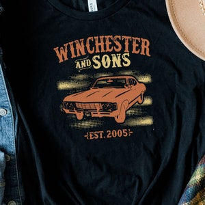 Supernatural Shirt - Winchester And Sons Est 2005, Funny Supernatural T-shirt Collection - Winchester Brothers With Car Gift