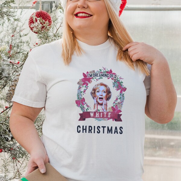 I'm dreaming of a white christmas - Betty White funny parody party holiday tshirt - Baseball ringer tee - graphic tee - unisex