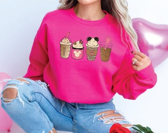 Felpa Disney Coffee Lover / Felpa Disney di San Valentino / Maglione Topolino e caffè / Outfit Parchi Disney