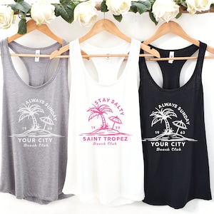 Custom &#39;Stay Salty&#39; or &#39;Always Sunday&#39; Tank Top: Personalized Beach Shirt
