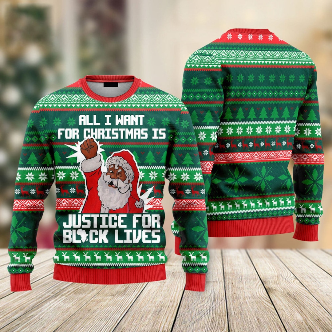 Black Santa Ugly Christmas Sweater for Men & Women Idea Gift Etsy UK