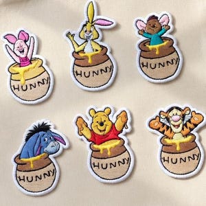 Disney Winnie the Pooh  Hunny Pot Embroidered Patches - Pooh Tigger Eeyore Piglet Rabbit Roo - Disney Jacket Backpack Patch