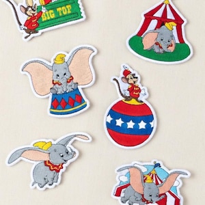 Embroidered Dumbo Patch – Timothy Mouse Circus Applique (Iron-On)