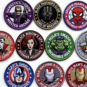 Marvel Avengers Aufnäher Set - Iron Man Captain America Thor Hulk Spider-Man schwarzer Panther Doktor Doktor Strange - Aufnäher zum Aufbügeln