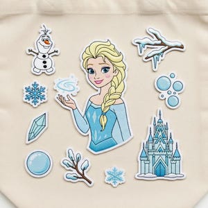 Toppa ricamata termoadesiva di Elsa di Frozen Disney - Principessa, Castello di Olaf, Fiocco di Neve, Magia del Ghiaccio