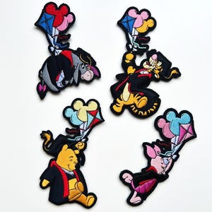 Embroidered Winnie the Pooh Graduation Patch, Tigger Eeyore Piglet Kite Iron-On