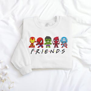 Embroidered Superhero Friends Shirt, Cute Hulk Shirts, Spiderman Shirt, Captian America T-shirt, Ironman, Deadpool Friends Shirt. ESN1842