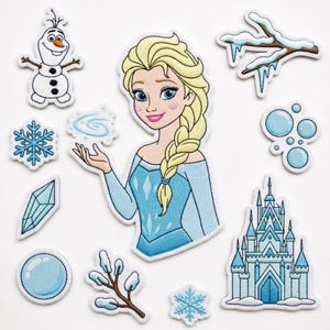 Disney Frost Elsa Broderad Stryk-på-lapp - Prinsessan Olaf Slott Snöflinga Is Magisk Patch