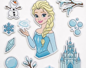 Disney Frozen Elsa Embroidered Iron On Patch - Princess Olaf Castle Snowflake Ice Magic Patch