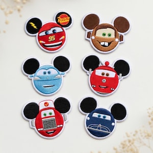 Parches bordados de orejas de Mickey de Disney Pixar Cars - Rayo McQueen, Mater, Sally - Aplique para chaqueta, mochila o sombrero imagen 1