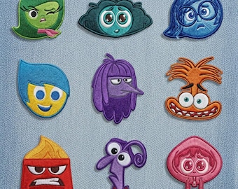 Inside Out Emotions Embroidered Patch Set, Cartoon Iron On Badge (Sew On)