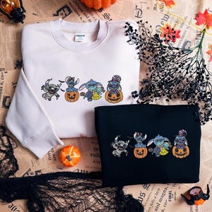 Halloween Stitch Embroidered Shirt,Disney Stitch Tee,Stitch and Angel Matching Halloween Tee,Spooky Stitch Tee,Kids Halloween Stitch ESN2510