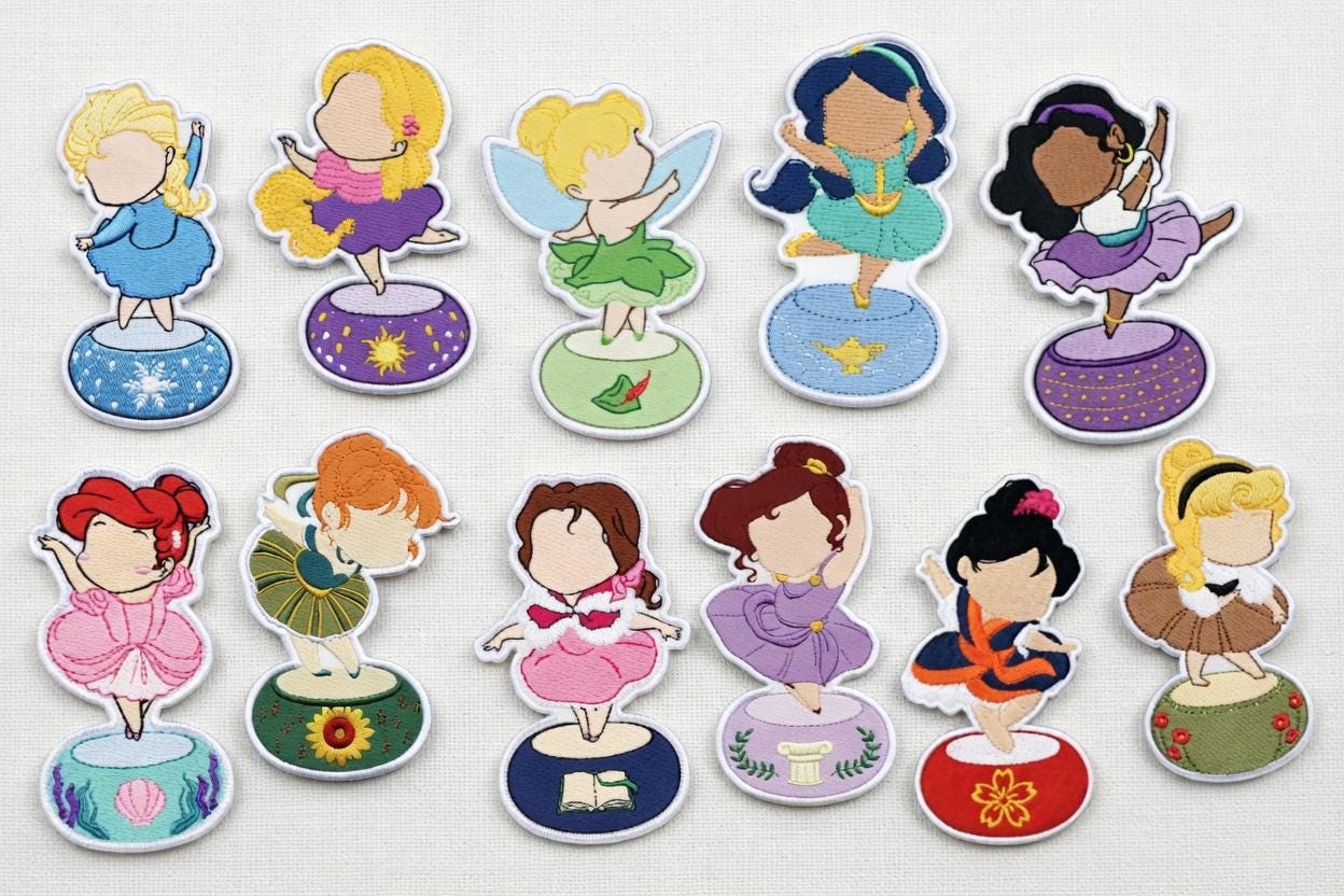 Set di toppe ricamate con ballerina, confezione da 5, da