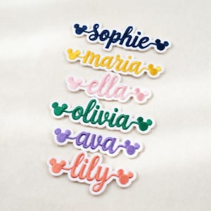 Naszywka z imieniem Myszki Miki Disneya, haftowana na zamówienie, dodatek do plecaka dla dzieci zdjęcie 1