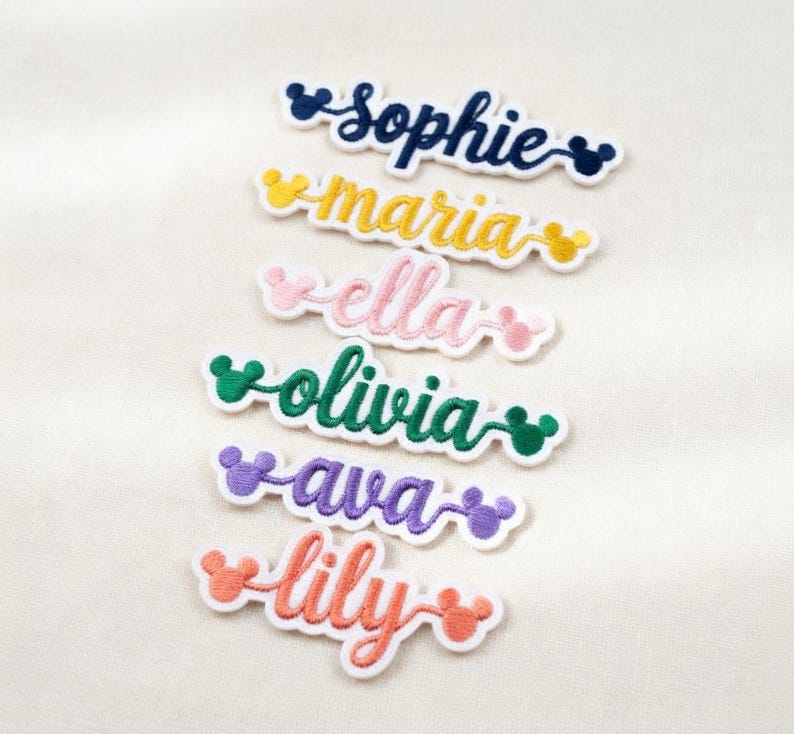 Naszywka z imieniem Myszki Miki Disneya, haftowana na zamówienie, dodatek do plecaka dla dzieci zdjęcie 1