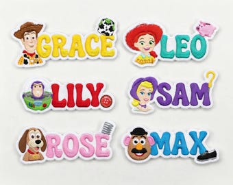 Naszywki z imionami Disney Pixar Toy Story – Woody, Jessie, Buzz Lightyear (do naprasowania)
