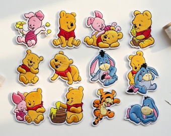 Parche bordado termoadhesivo de Winnie the Pooh de Disney, insignia para chaqueta o mochila infantil