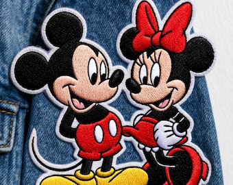 Mickey Minnie Mouse Embroidered Patch, Disney Couple Iron On Patch, Love Patch for Jacket Backpack Cute Gift