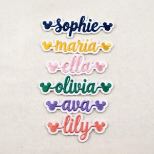 Naszywka z imieniem Myszki Miki Disneya, haftowana na zamówienie, dodatek do plecaka dla dzieci zdjęcie 2