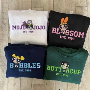 Sweat-shirt brodé pour filles, fleurs renoncules, t-shirt amusant et coloré, cadeau pour les fans, tenue de tous les jours, amateur de dessins animés ESN301-304