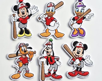 Disney Mickey and Friends Baseball Patches - Mickey Minnie Donald Goofy Pluto Gesticktes Aufbügler