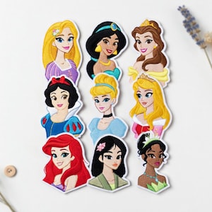 Disney Princess Embroidered Patch, Iron On Rapunzel Tiana Jasmine Mulan Patches, Gift For Her