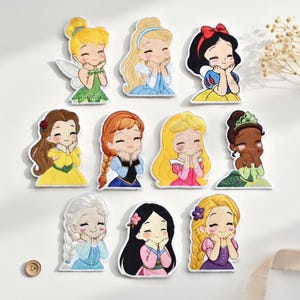 Disney Prinsessor Broderade Tygmärken - Stryk-på/Sy-på för Jacka Ryggsäck Hatt - Askungen Elsa Rapunzel Belle Snövit