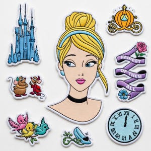 Disney Cinderella Embroidered Patch - Princess Castle Glass Slipper Pumpkin Carriage - Iron On Patches