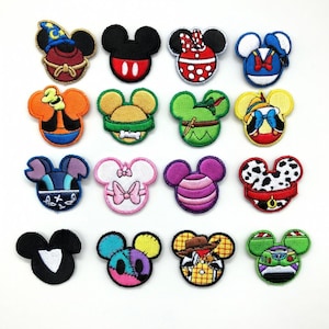 Disney Micky Kopf Aufnäher Set - Minnie Goofy Pluto Lightjahre Applikation zum Aufbügeln für Kinder Geschenk