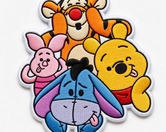 Winnie the Pooh Friends Embroidered Patch, Pooh Bear Piglet Eeyore Tigger, Classic Disney Gift for Kids