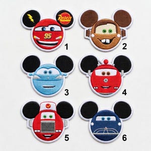 Parches bordados de orejas de Mickey de Disney Pixar Cars - Rayo McQueen, Mater, Sally - Aplique para chaqueta, mochila o sombrero imagen 2