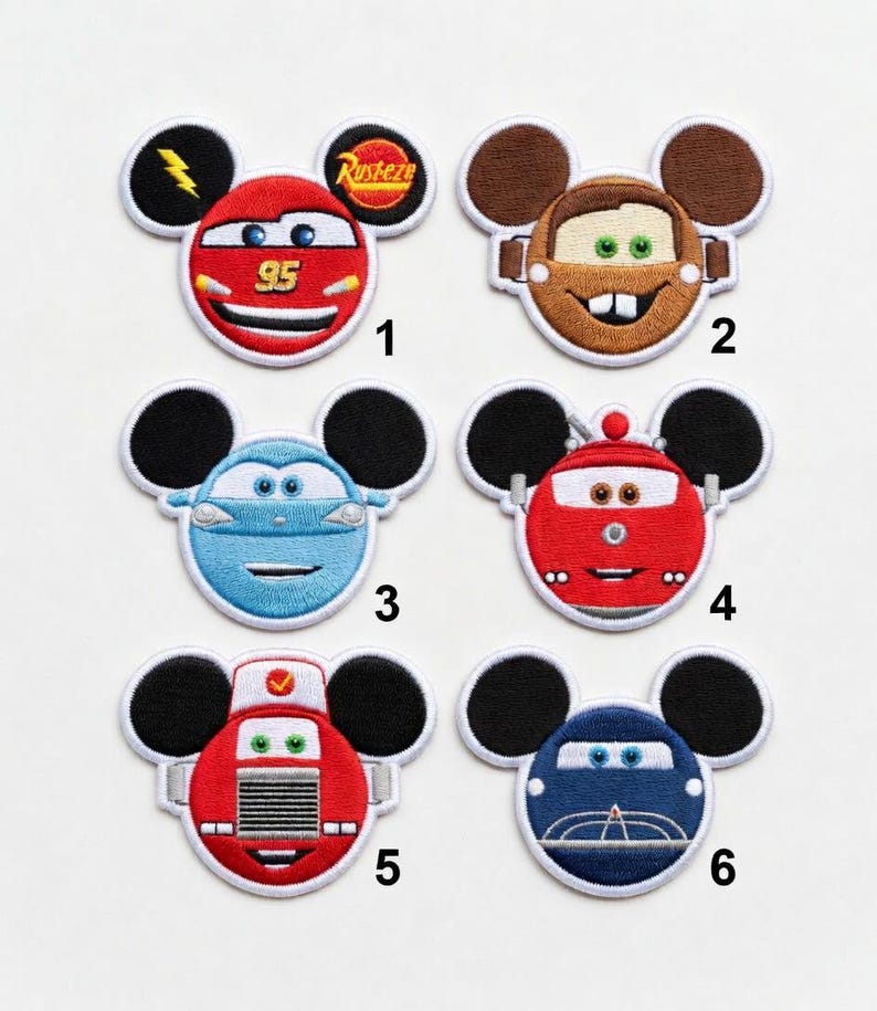 Parches bordados de orejas de Mickey de Disney Pixar Cars - Rayo McQueen, Mater, Sally - Aplique para chaqueta, mochila o sombrero imagen 2