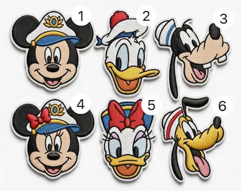 Embroidered Sailor Captain Patches – Mickey, Minnie, Donald, Daisy, Goofy, Pluto Applique (6 Designs)