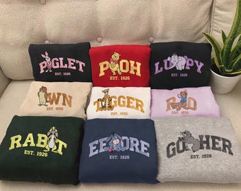 Vintage Winnie the Pooh All Characters Group Embroidered Shirt, Magic Kingdom Unisex T-shirt Family Birthday Gift ESN1711-1722
