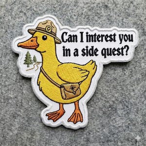 Side Quest Duck Embroidered Patch | Can I Interest You in a Side Quest? Iron On Patch | Funny DND Gamer RPG Gift
