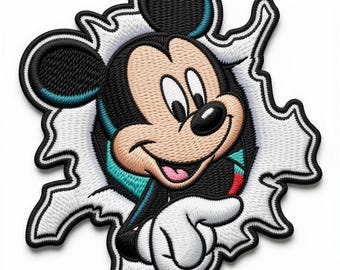 Mickey Mouse Breaking Wall Embroidered Patch – 3D Effect Iron On Applique