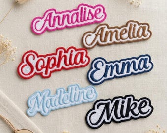Custom Embroidered Name Patch, Glitter Sparkly Cursive Iron-On Sew-On Patch