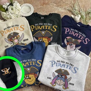 キャラクターをカスタマイズ くまのプーさん 刺繍シャツ、ヨーホーヨーホー 海賊の人生 プーさんと仲間たち シャツ ESN1949-ESN1952.H.C.DT