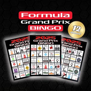 Formel 1 Bingo F1 Bingo für Formel 1 Fans Formel 1 Party F1 Party F1 Grandprix Bingo Karten F1 Spiele Formel 1 Spiele Formel 1 Geschenk