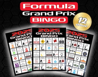 Formula 1 Bingo F1 Bingo for Formula 1 Fans Formula 1 Party F1 Party F1 Grand Prix Bingo Cards F1 Games Formula 1 Games Formula 1 Gift