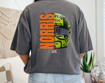 Lando Norris Shirt Lando Norris Tshirt with Norris Helmet and Lando Norris 4 Formula 1 Shirt for Lando Norris Fan F1 Shirt F1 Helmet Mclaren