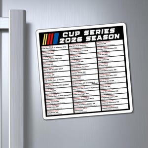 Nascar Calendar 2026 Nascar Magnet Nascar Gift Nascar Cup Series Schedule