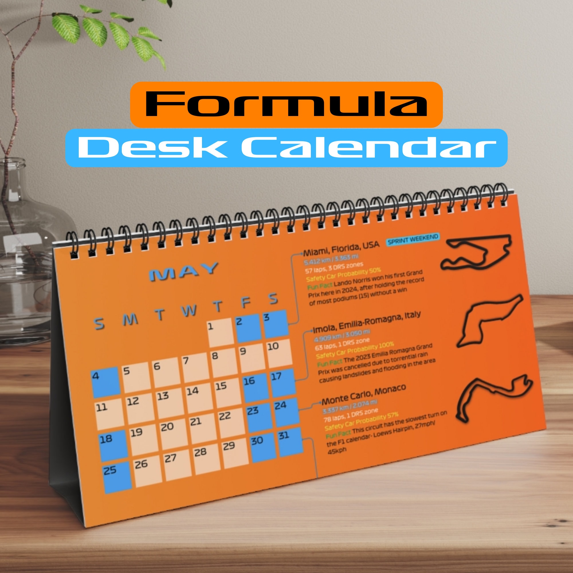 F1 Calendar McLaren Formula 1 Calendar Formula 1 Desk Calendar for F1 Fan 2025 Season F1 McLaren Calendar Gift for Formula 1 Fan McLaren F1