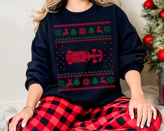Formula 1 Christmas Sweatshirt Formula 1 Christmas Gift Formula 1 Ugly Christmas Sweater Formula 1 Christmas Sweater F1 Racing Sweatshirt