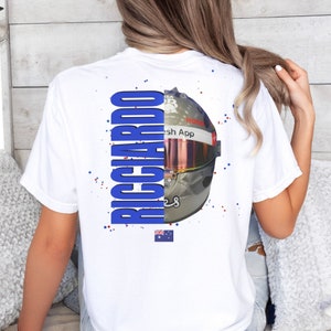 Daniel Ricciardo Shirt Daniel Ricciardo Tshirt with Ricciardo Helmet and Daniel Ricciardo 3 Formula 1 Shirt for Ricciardo Fan F1 RB Visa