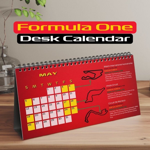 Ferrari Formula 1 Calendar Formula 1 Desk Calendar for F1 Fan 2024 Season F1 Ferrari Calendar Gift for Formula 1 Fan Ferrari