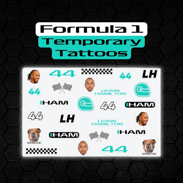 Formula 1 Temporary Tattoos F1 Temporary Tattoos Formula 1 Lewis Hamilton Sheet of 26 Tattoos for Lewis Hamilton F1 Racing F1 Gift Formula 1