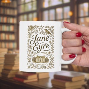 Jane Eyre Ceramic Mug with Vintage Aesthetic , Literary Gift for Bookworms, Coffee Cup, Tea Mug, Book Lover&#39;s Gift, Literature Fan Present,
